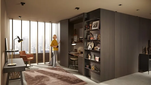 Kapakları dolap içine kayan pocket sistemli mutfak