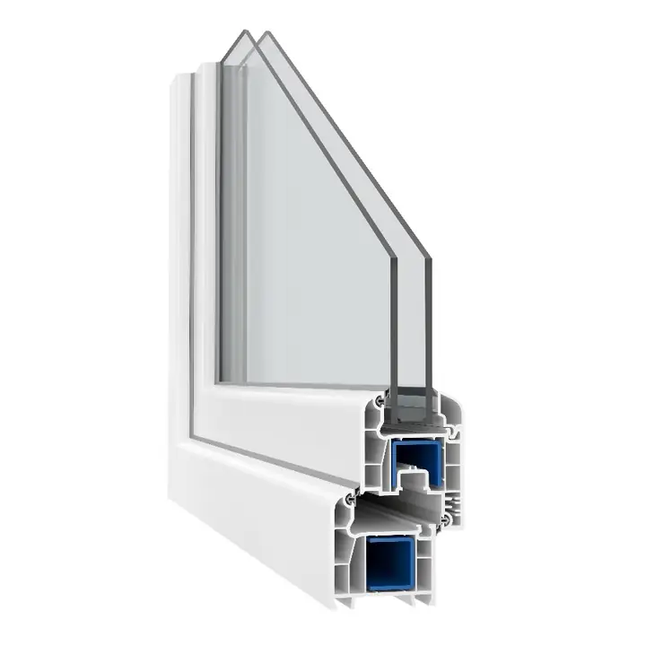 Çift camlı PVC pencere profili kesiti